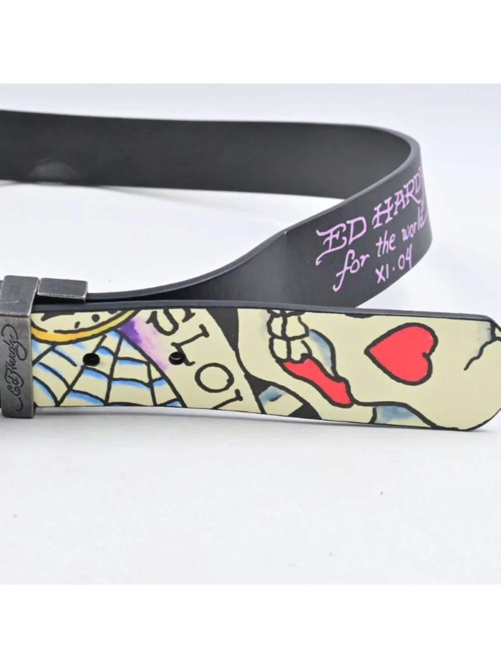 Ed Hardy For The World XI-04 Love Kills Slowly Logo Tattoos Belt NWT Men's 38